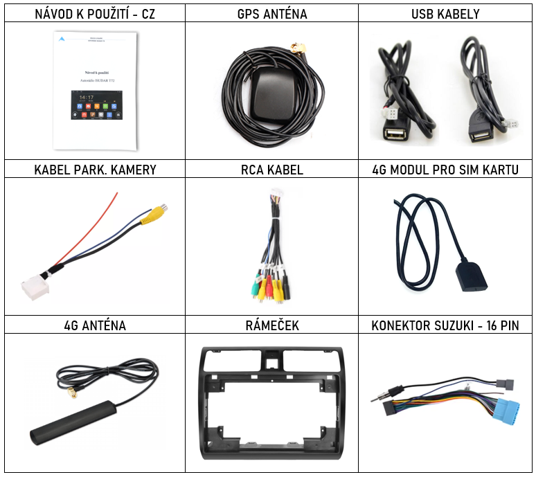 CZ příslušenství pro autorádio Isudar T72 st pro Suzuki Swift s CarPlay AndroidAuto - evtech.cz